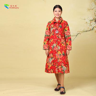 China Women Winter Chinese Cotton Padded Jacket Comfortable With Flower Pattern for sale