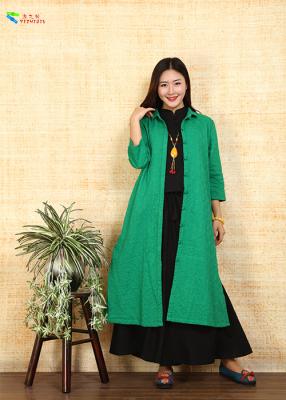 China Breathable Green Cotton Double Layer Coat Chinese Style With L XL XXL Size for sale