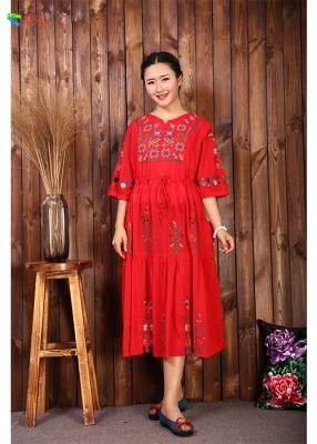 China Chinese Style Embroidered Cotton Dress Floral Print Pattern For Casual Life for sale