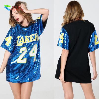 China Number 24 Ladies Sequin Dress / Blue Adults Sequin Hip Hop Dance Costumes for sale