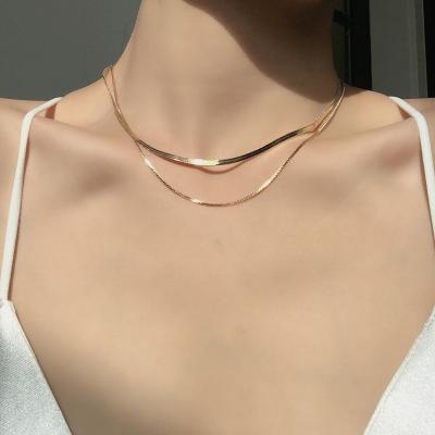 China Trendy Design Fashion Trendy Design Female Double Personality Collar Necklace Metal Clavicle Chain Necklace for sale