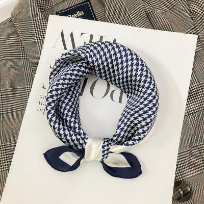 China Western fashion European and American fashion silk scarf 70*70 houndstooth curving square professional wind silk scarf for sale