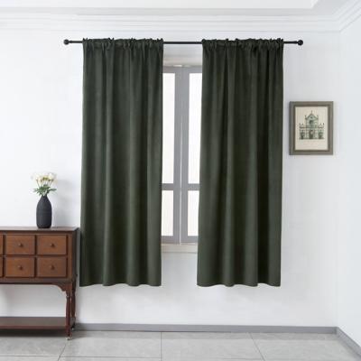 China Factory Direct Selling Polyester Dining Room Rod Durable Pocket Single Windows Solid Velvet Curtain for sale