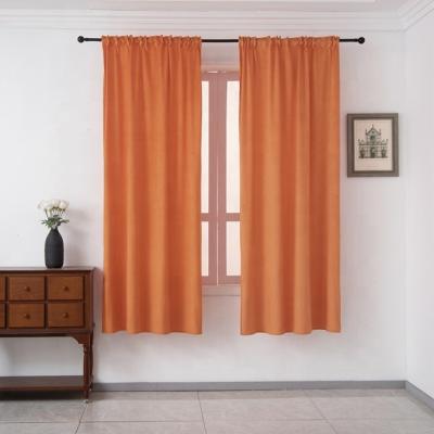 China New designer durable modern living room windows polyester soft orange velvet curtains for home for sale