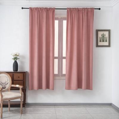 China China Factory Polyester Rod Pocket Rose Windows Solid Color Polyester Velvet Fabric Durable Curtain for sale