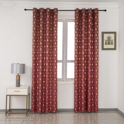 China China factory modern living room home polyester window printed gold velvet red curtains for sale