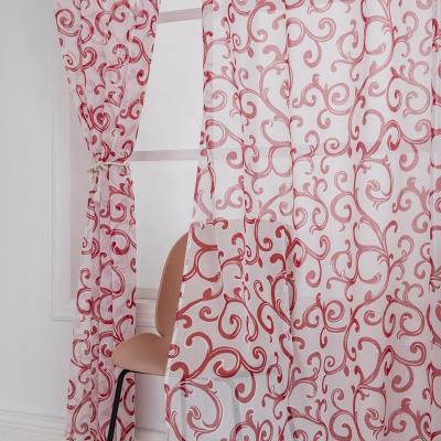 China 2022 Modern Fashion Single Modern Polyester Grommet Red Sheer Window Curtains For Home for sale