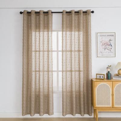 China Wholesale Cheap Durable Comfortable Polyester Dyeing Dark Brown Sheer Curtain For Living Room for sale