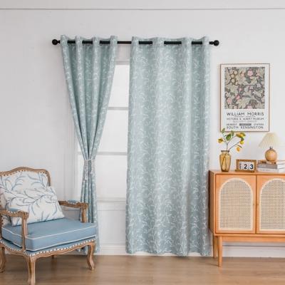 China Hot Selling Durable Jacquard Modern Luxury Translucidus Grommet Blue Long Drapes For Window for sale