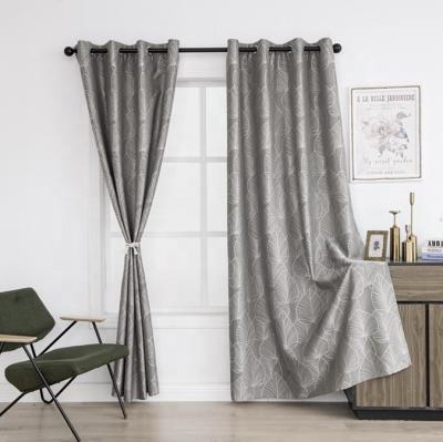 China Hot Selling European Durable Leaf Pattern Windows Polyester Jacquard Curtains For Home Bedroom for sale