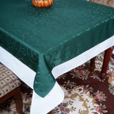 China Luxury High Quality Jacquard Oilproof Factory Polyester Tablecloth Green Table Cloths For Dining Room for sale