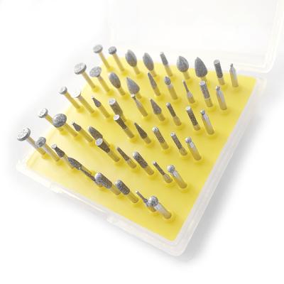 China XUNDA 50pcs/set Shank 3.17mm Plated Diamond Burrs Grinding Head For Stone XD-Z012 for sale