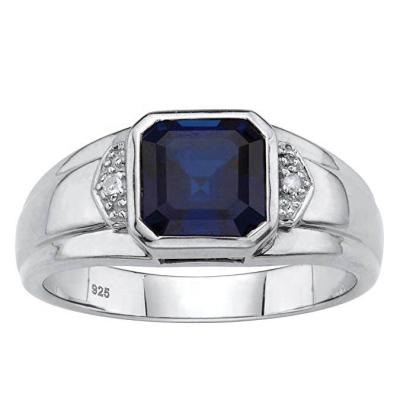 China Marry Men's Wedding Ring 925 Sterling Silver Gemstone Jewelry Sapphire Ring for sale