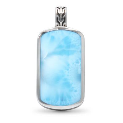 China Sterling Silver Larimar Jewelry Blue Larimar Jewelry Blue Silver Men's Larimar Jewelry Bar Pendant for sale