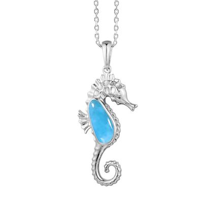 China Sterling Silver Jewelry Seahorse Pendant Necklace Wholesale Larimar Jewelry 925 Nickel Free for sale