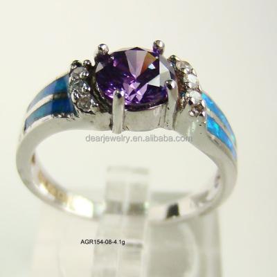 China Nickel Free CZ Purple Mexican Opal Blue Fire Jewelry Stone Women Rings AGR154 for sale