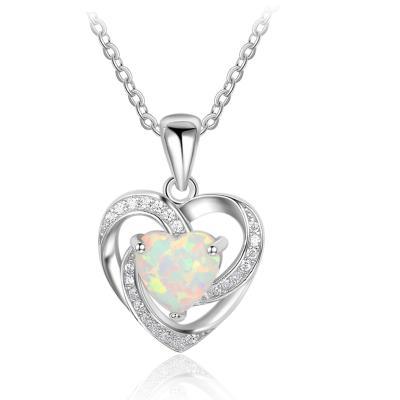 China Wholesale CLASSIC 925 Sterling Silver Heart Shape Design Opal Pendant white for sale