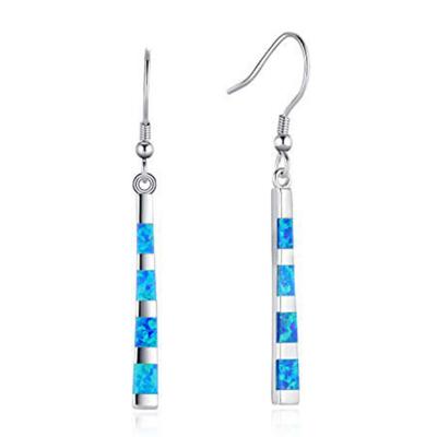 China Hot Selling Amazing Surfboard CLASSIC Shaped Opal Silver Plated Earrings Synthetic Blue for sale