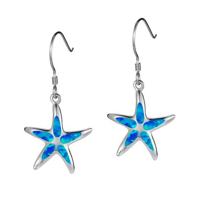 China Wholesale FASHIONABLE Fire Opal Hawaiian Starfish Earrings from 925 Sterling Silver Starfish Jewelry Blue for sale