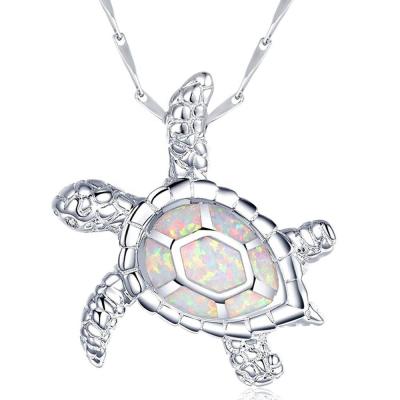 China Wholesale 925 Sterling Silver White Fire Opal Sea Turtle Pendant for sale