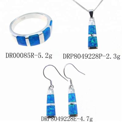 China 925 Sterling Silver Daily Popular Fire Opal Women's Blue Silver Luxury Jewelry Sets for sale