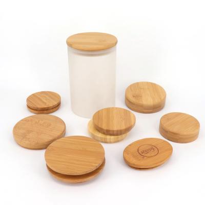 China Non Spill Custom Engraving Eco Friendly Airtight Wooden Caps Covers For Beer Can Glass Storage Wooden Lids For Glass Jar for sale