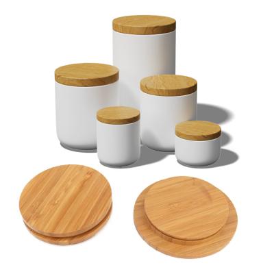 China Fire Resistance Checked Supplier Custom Eco-friendly Bamboo Cup Cover Lids For Candle Jars Glass Jar Bamboo Candle Lid for sale