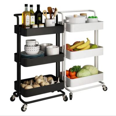 China Wholesale Multilayer Viable Kitchen Organizer Storage Fold Trolley Rack Kitchen Condiment Vegetable Storage Rack With Wheels for sale