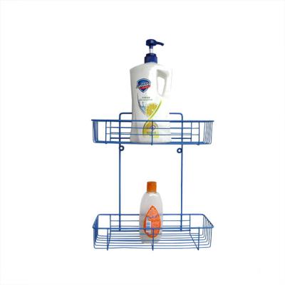 China Viable Suction Cup Iron Wire Kitchen Storage Basket Bathroom Shelf Corner Shower Trolley For Rack for sale