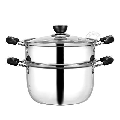 China Stainless Steel Solid Color Thick Single Handle Viable China Best Price Steamer Cooking Soup and Stock Pots for sale