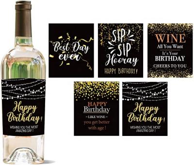 China Eco-friendly custom supplies Art Paper Glossy Paper high-grade embossed gold foil wine bottle jar labels sticker for sale