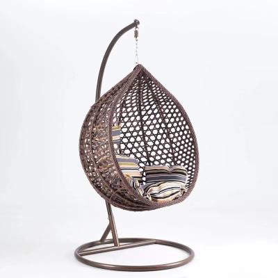 China Modern Indoor Outdoor Plastic Rattan Garden Furniture Adult Swing Egg Swing Chair With Stand for sale