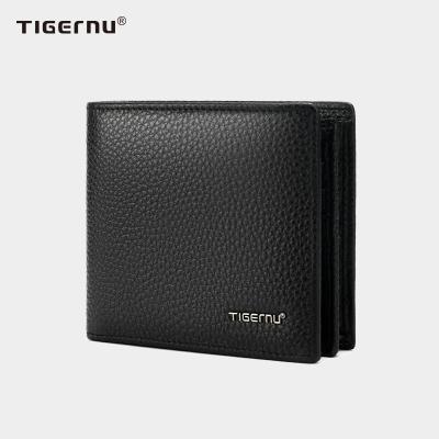 China Tigernu T-S8002 Waterproof Wallet Genuine Leather For Men Bag Business Brand Wallet Style Short Wallets Pinch Black for sale