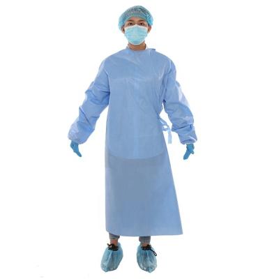 China AAMI Level Safety Isolation Medical Gowns Slap Disposable PPE Pp+pe Knitted 1 2 3 4 Nonwoven Blue Yellow 35-45gsm Hospital CE Class II for sale