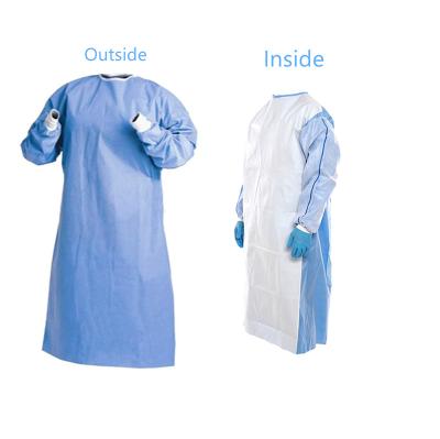 China 510K AAMI Level 4 Medical Hospital Use Waterproof Surgical Patch Medical Uniform Gown With Knitting Cuff for sale