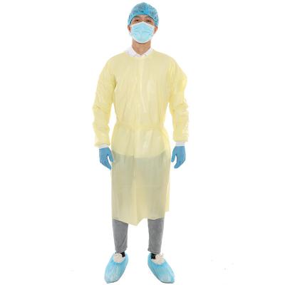 China Hospital Isolation 3A Products Medical Coverall Gown Dental Disposable Blue/Yellow Color Surgical Isolation Gown AAMI 1 2 3 for sale