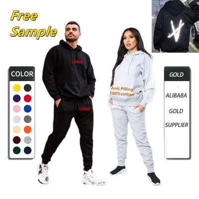 China Breathable Custom Logo Sweatpants And Hoodie Set Tracker Private Label Mens Track Sweat Suits Jogging Women Empty Sweatsuit Unisex Tracksuit for sale