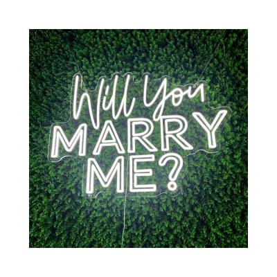 China Custom Neon Decorations Drop Shipping Scenic Wedding Party Drop Sign Theme Park LED Neon Sign You Will Marry Me Neon Sign Custom for sale