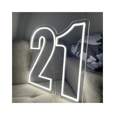 China Custom made wall mounted decoration the number 20 scenic good quality low price theme park led number sign neon light for sale