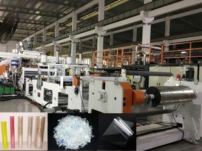 China Twin Screw PET Sheet Extrusion Machine, Using Bottle Regrind Flakes As Raw Material, Dryer free for sale