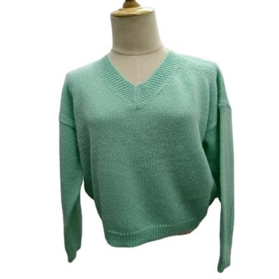 China Solid Color Long Sleeve Autumn Pullover Casual Anti-pilling Sweater Ladies Factory Direct Fashion Light V-Neckline Supplier for sale