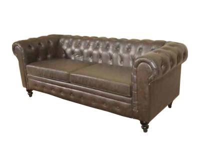 China European Cheap And Durable Chesterfield Living Room Upholstery Leather Sofa Brown Hotel Furniture For Sale for sale