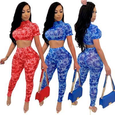 China Stylish Anti-wrinkle Ladies Print Crop Top And Panty Two Piece Set for sale