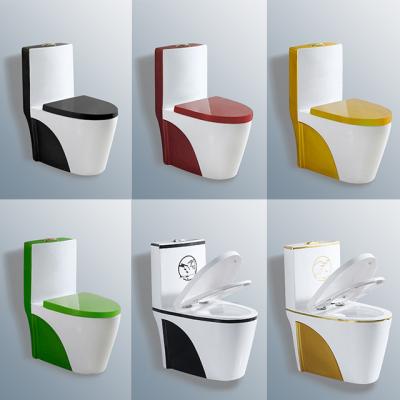 China Hot Sale Ceramic Color Sanitary Ware Double-flow Washroom Gold King Toilet for sale