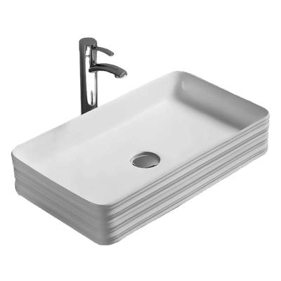 China Modern Bathroom Vessel Sink Rectangle Modern Ceramic Wash Art Basin for sale