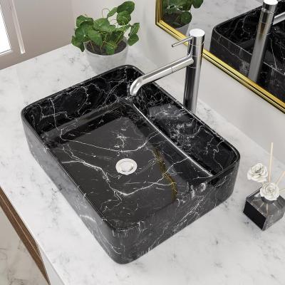 China Retro Bathroom Marble Sink Design Lavatory Wash Basins Modern Art Ceramic Countertop Mounted Sink for sale