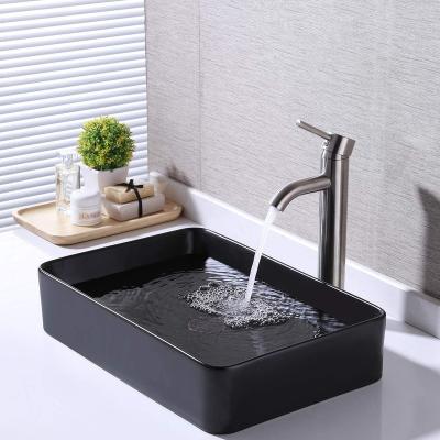 China China Modern Glassy Fireclay Bathroom Vessel Sink With Chrome Drain Set For Sale for sale