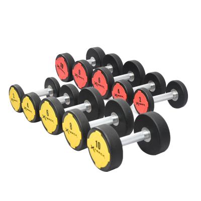 China Dumbbell Polyurethane Rubber Covered Dumbbell For Men And Women Fitness Equipment Gym Weight Lifting Gym Equipment Custom Logo for sale