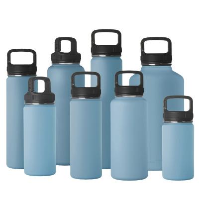 China Sustainable Custom Double Wall Sports Insulated Vacuum Stainless Steel Water Bottle With Handle Lid for sale