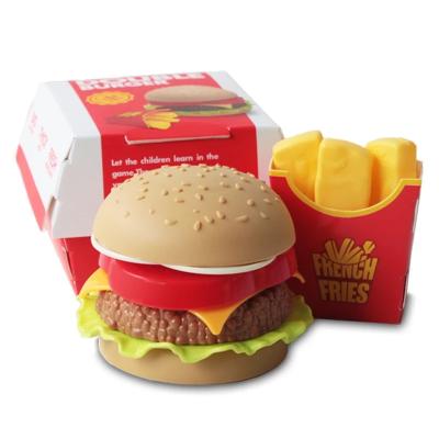 China Toy Children Simulation Food Toys Educational Funny Pretend Play Burger Fries Kitchen Toy Set Miniature Snack Burger Toys for sale